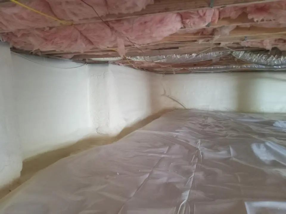 Crawl space encapsulation with closed-cell spray foam for Commercial Roof Restoration in Elk Grove